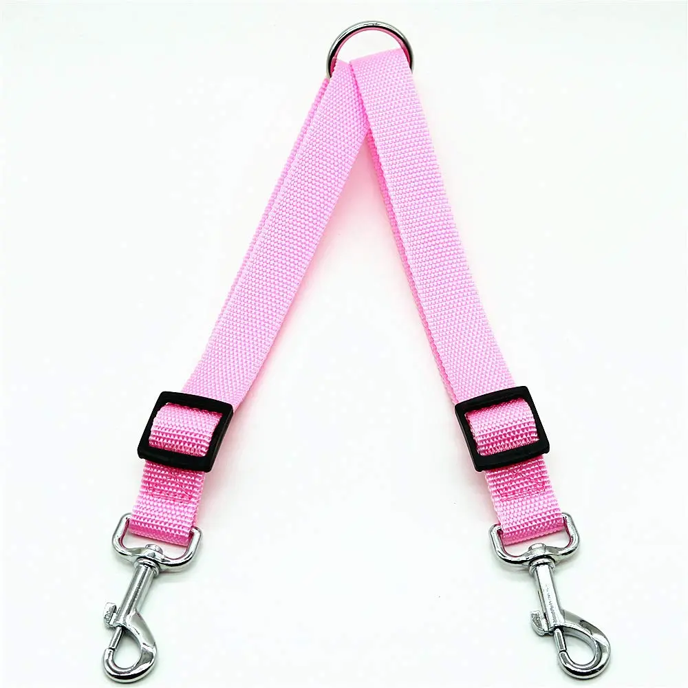 Shuiniba Pink Dog Leash Coupler for Two Small Dogs | Adjustable 16-23 Inches - main product image