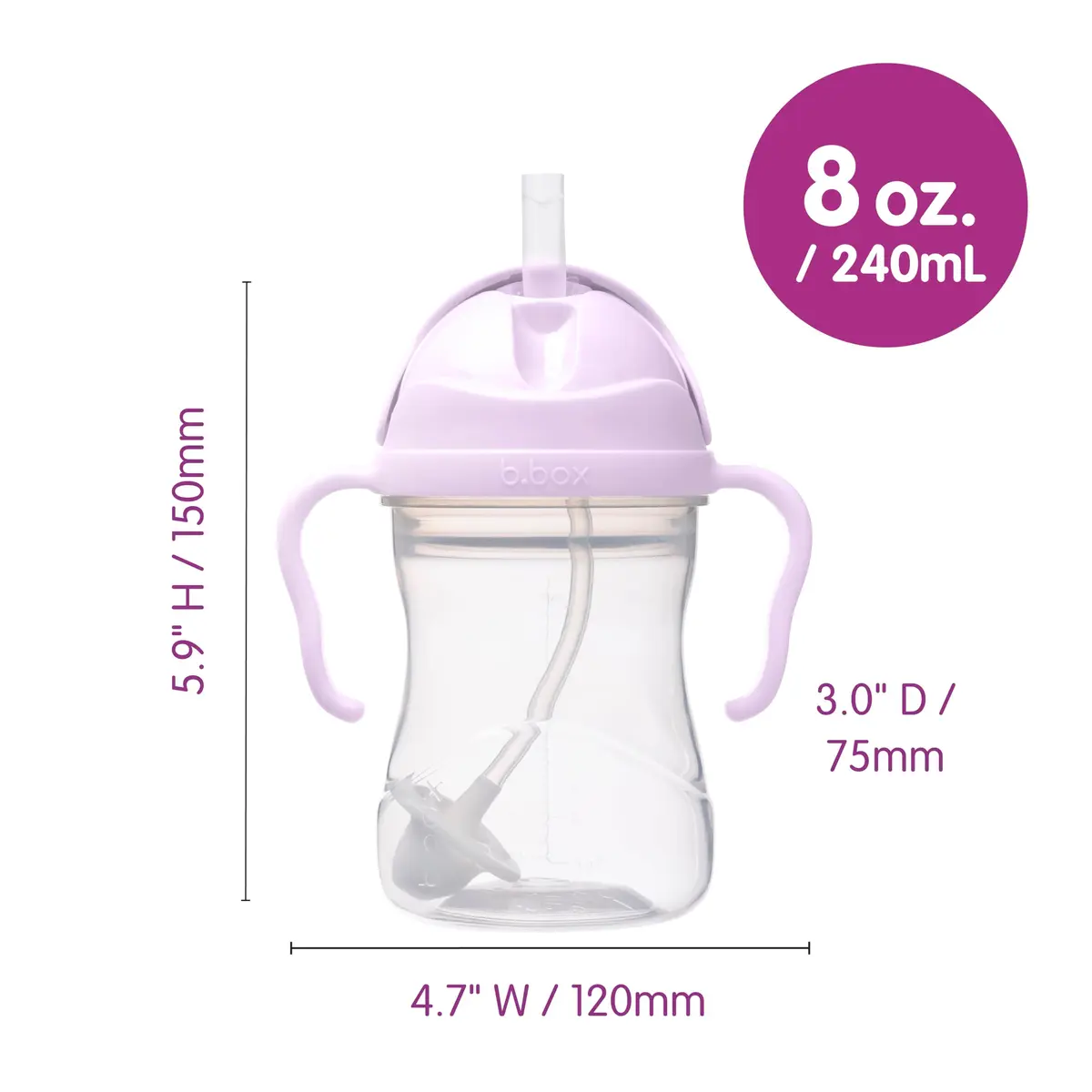 b.box Sippy Cup with Weighted Straw, Toddler Straw Cup, Spill Proof, 237ml (8oz) | Innovative Weighted Straw for All Angles - view 5