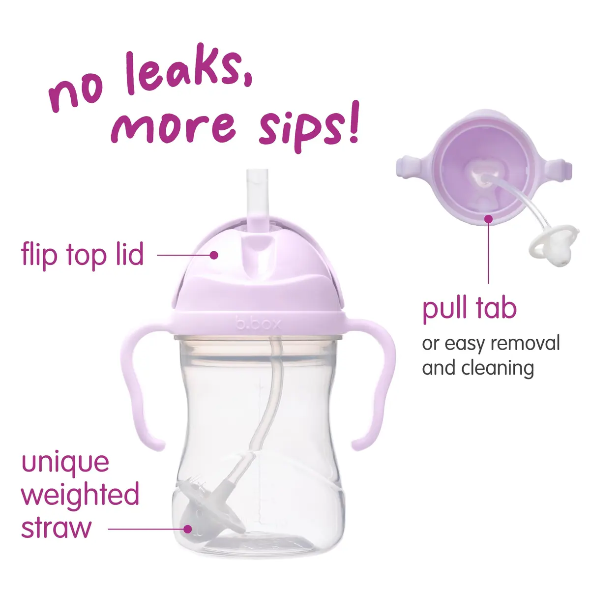 b.box Sippy Cup with Weighted Straw, Toddler Straw Cup, Spill Proof, 237ml (8oz) | Innovative Weighted Straw for All Angles - view 4