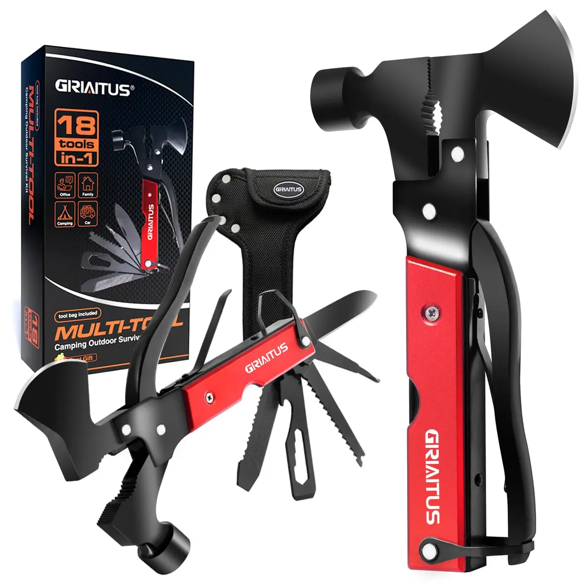 GIRIAITUS 18 in 1 Multitool Camping Accessories Gifts for Men Survival Gear | Heavy Duty Stainless Steel - main product image
