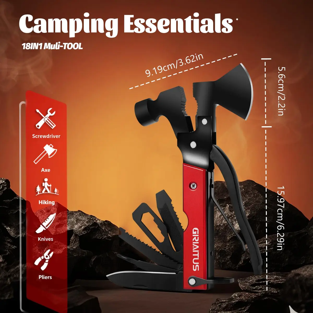 GIRIAITUS 18 in 1 Multitool Camping Accessories Gifts for Men Survival Gear | Heavy Duty Stainless Steel - view 2