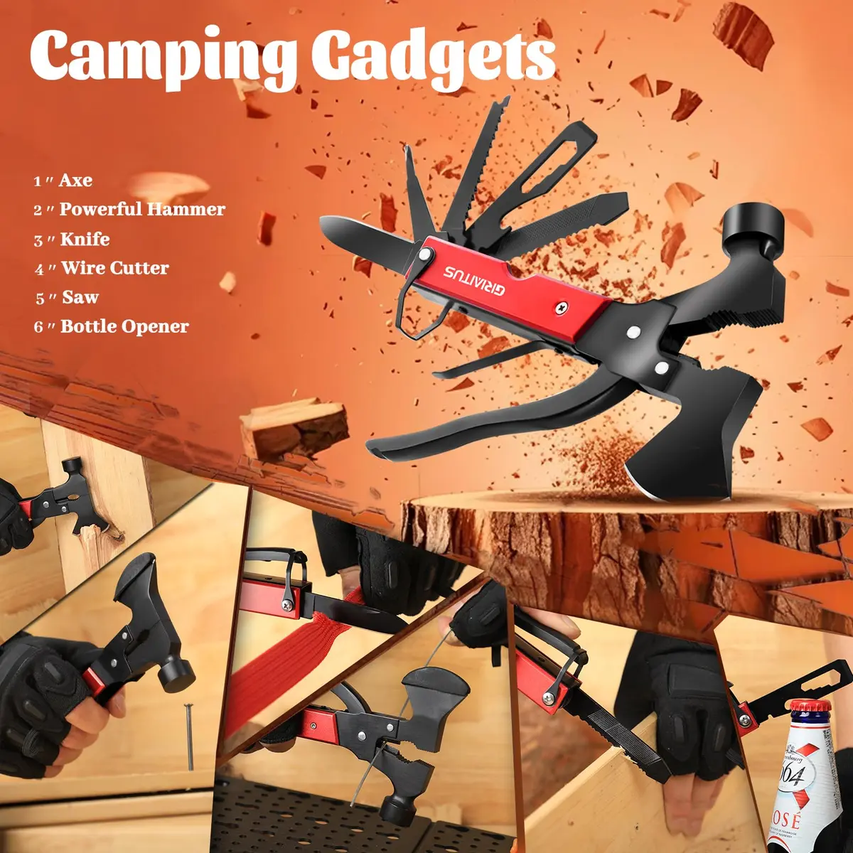 GIRIAITUS 18 in 1 Multitool Camping Accessories Gifts for Men Survival Gear | Heavy Duty Stainless Steel - view 4