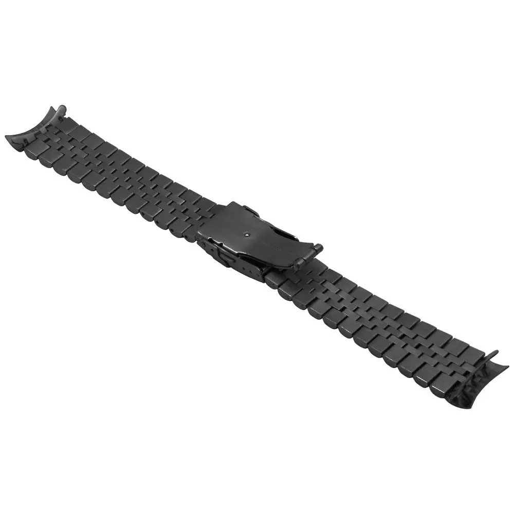 Juntan 20mm Stainless Steel Watch Band Black | Curved Ends Tapered Metal Watch Strap with Deployment Clasp - view 9
