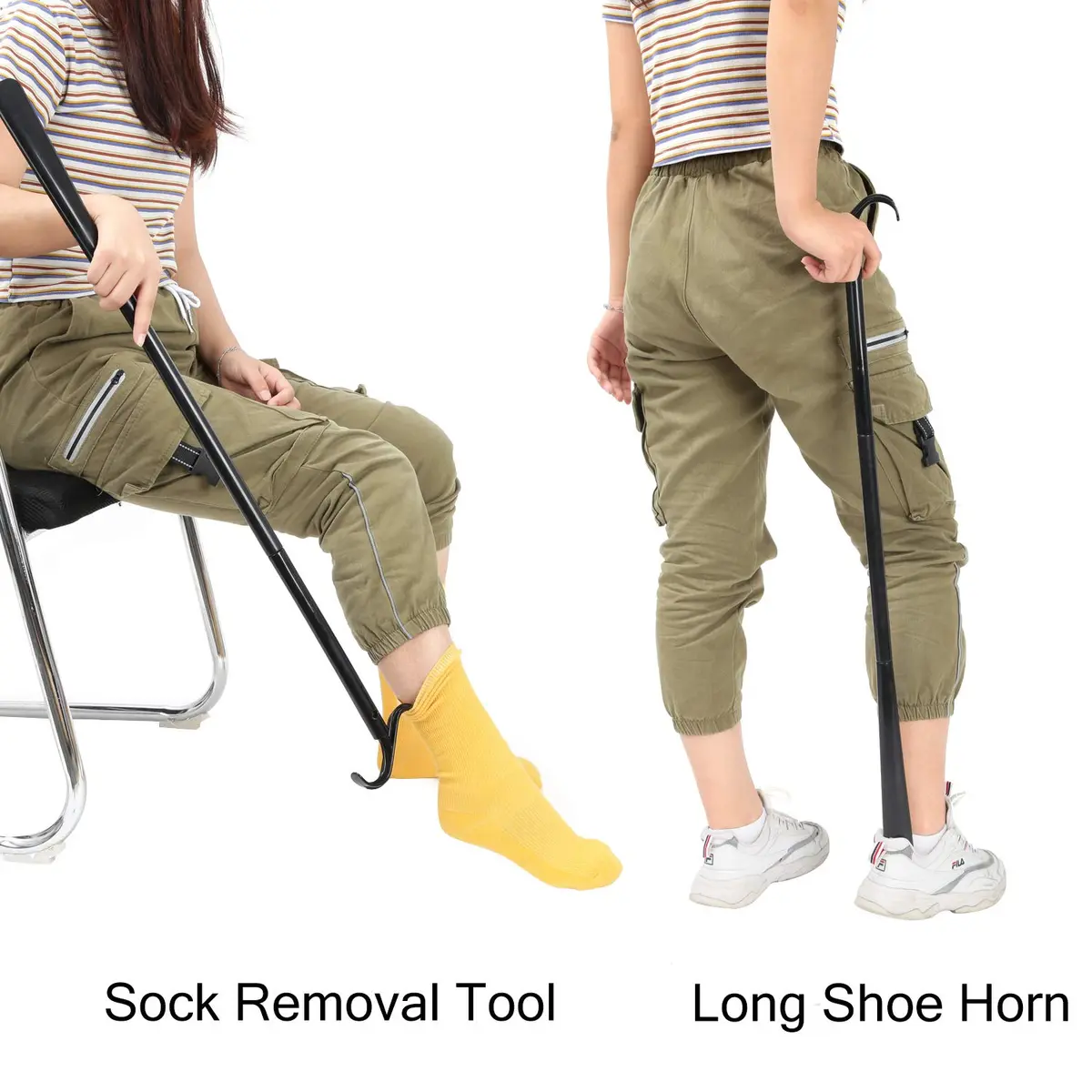 JJDPARTS 35" Long Dressing Stick with Shoe Horn & Sock Remover | Adjustable Reach Aid - view 4