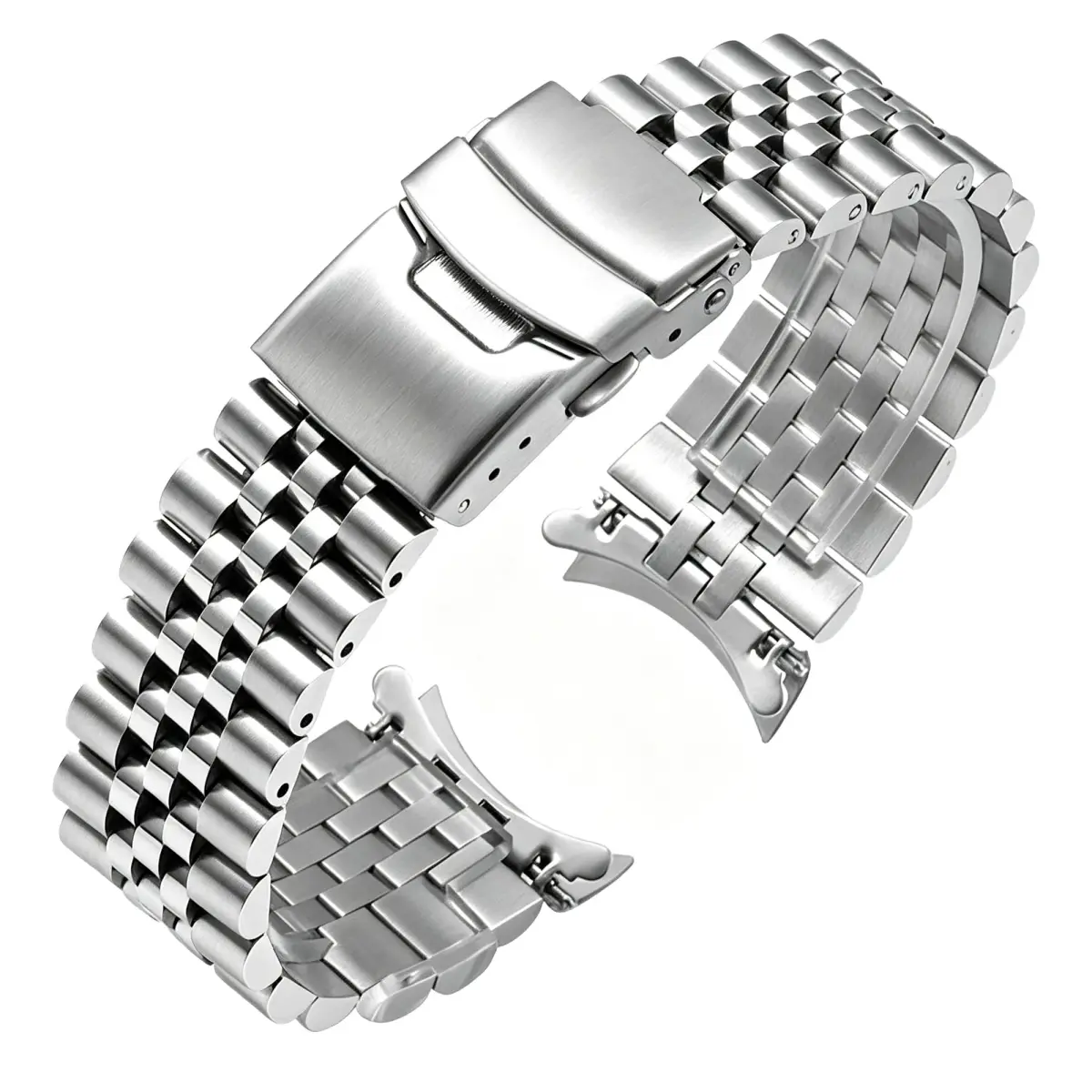 Juntan 20mm Stainless Steel Watch Band | Jubilee Style Metal Bracelet Replacement with Double Flip Lock Clasp - main product image