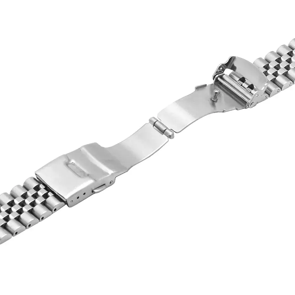 Juntan 20mm Stainless Steel Watch Band | Jubilee Style Metal Bracelet Replacement with Double Flip Lock Clasp - view 6