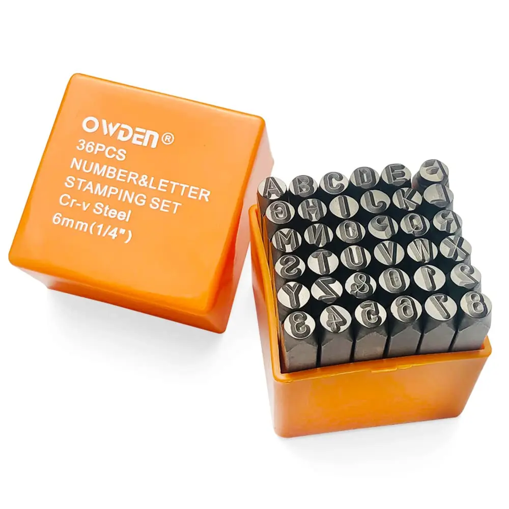 OWDEN Professional 36Pcs Steel Metal Stamps Set, 6mm (1/4") | Durable Alloy Steel Marking Tools for Jewelry & Crafts - main product image