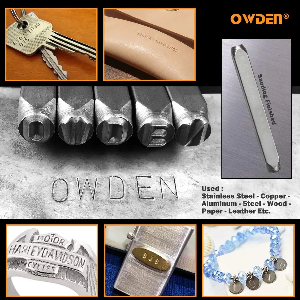 OWDEN Professional 36Pcs Steel Metal Stamps Set, 6mm (1/4") | Durable Alloy Steel Marking Tools for Jewelry & Crafts - view 4