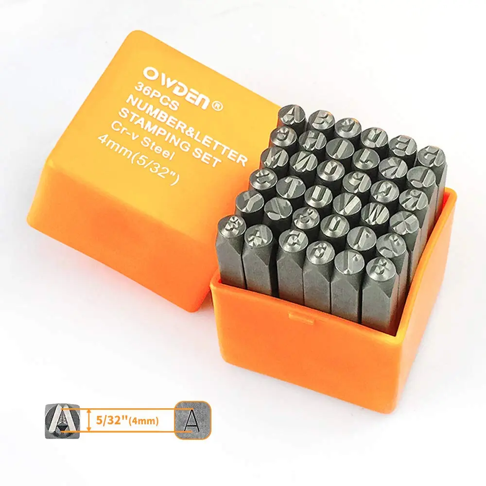 OWDEN Steel Metal Stamping Kit 36Pcs. Alloy Steel (5/32” 4mm) | High-Quality Punch Set for Jewelry & Crafts - main product image