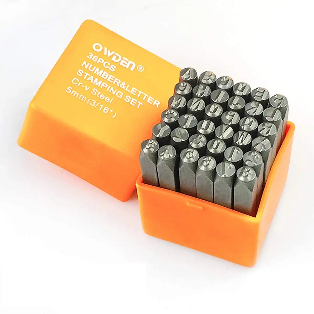 OWDEN Steel Metal Stamps Set, 36Pcs, Alloy Steel, 5mm (3/16") | Durable for Jewelry & Metal Craft - main product image