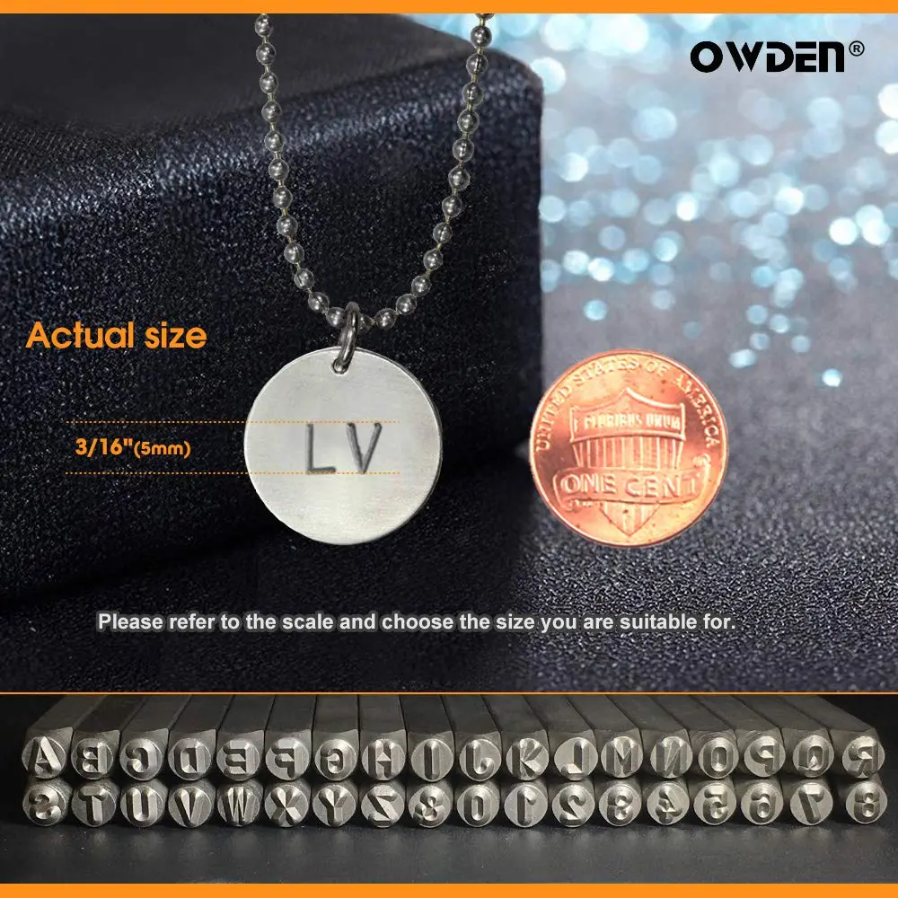 OWDEN Steel Metal Stamps Set, 36Pcs, Alloy Steel, 5mm (3/16") | Durable for Jewelry & Metal Craft - view 5