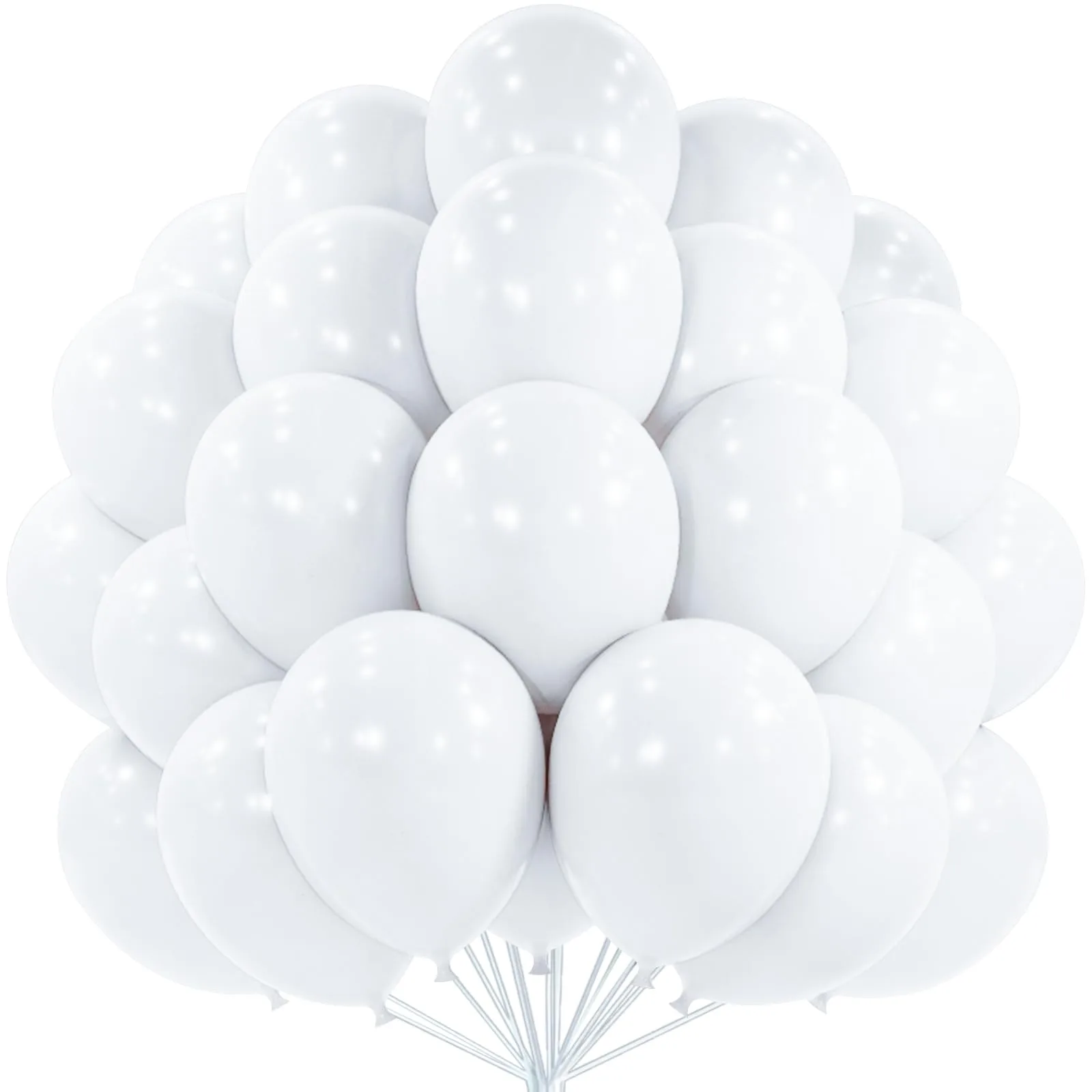 PartyWoo White Balloons 50 pcs 12 Inch Latex Helium Balloons | Assorted Colors Party Decorations - main product image