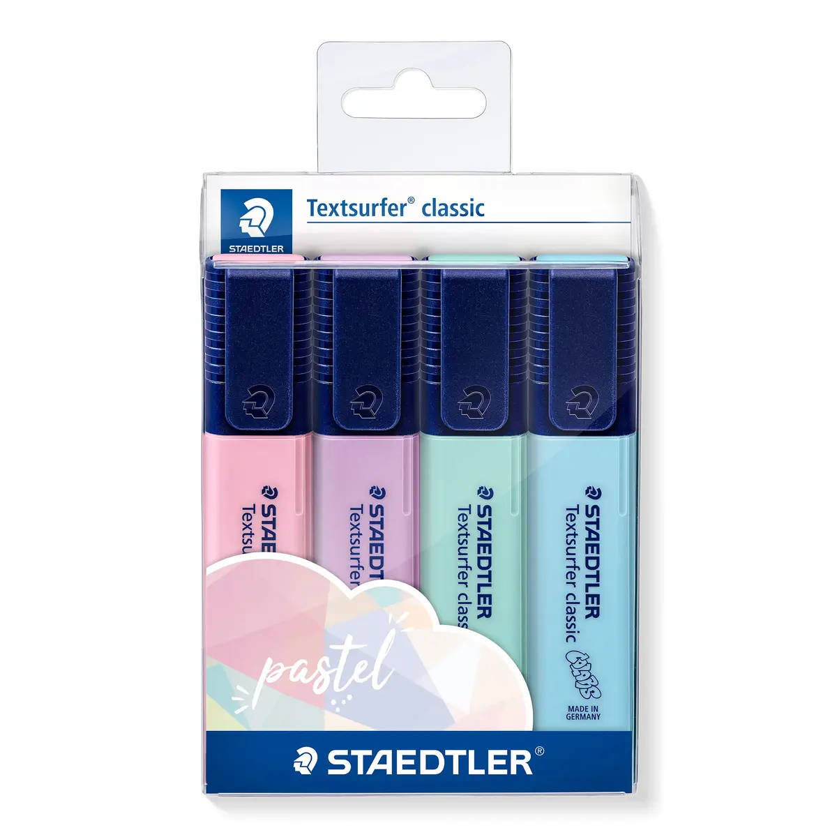 STAEDTLER Textsurfer Classic Highlighter - Assorted Pastel Colours (Pack of 4) | Long-lasting, Water-based Pastel Markers for Text & Large Areas - main product image