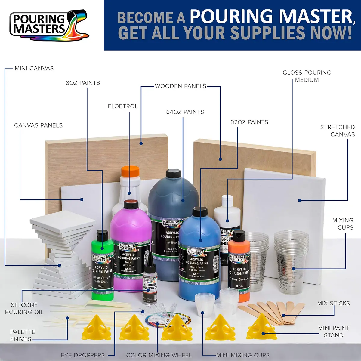 U.S. Art Supply Pouring Masters Citrus Orange Acrylic Ready to Pour Paint 32 Fl Oz | Premium Water-Based Fluid Art - view 6