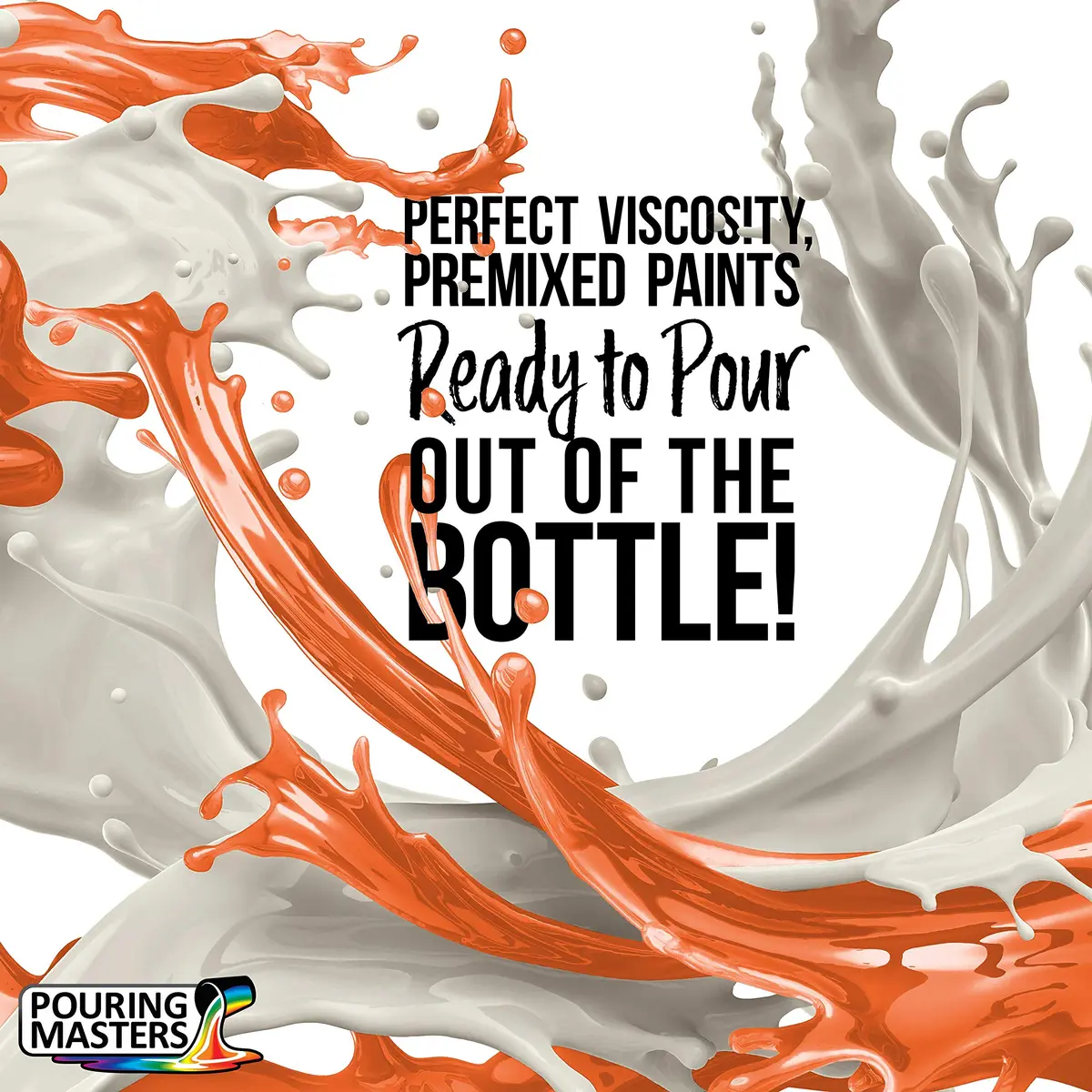 U.S. Art Supply Pouring Masters Citrus Orange Acrylic Ready to Pour Paint 32 Fl Oz | Premium Water-Based Fluid Art - view 2