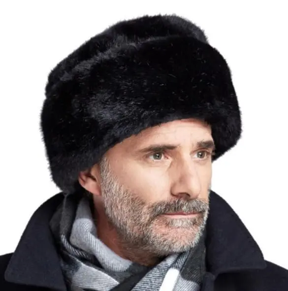 IYWISH Men's Trapper Hat Winter Faux Fur Ushanka with Ear Flaps | Black - view 2