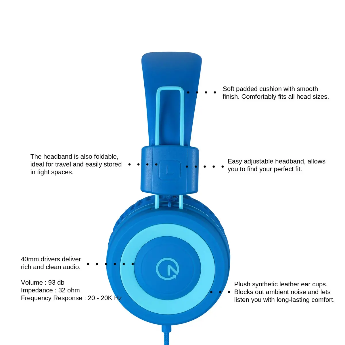 noot products K11 Kids Wired Headphones 15cm (5ft) Tangle-Free | Safe Volume for Children - view 2