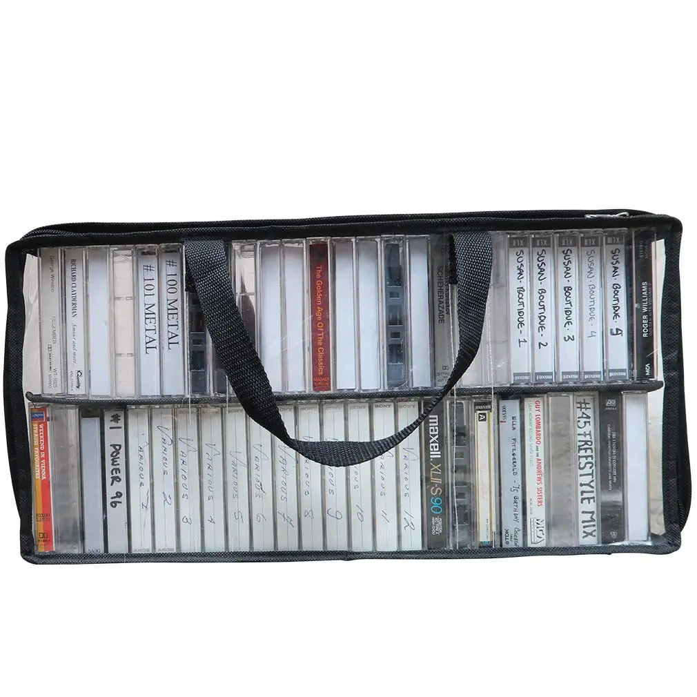Evelots Cassette Tape Storage Bag Organizer with Handles - Holds 50 Tapes - 43.18 cm (17.5 inches) L x 8.89 cm (3.5 inches) W x 22.86 cm (9 inches) H - view 4