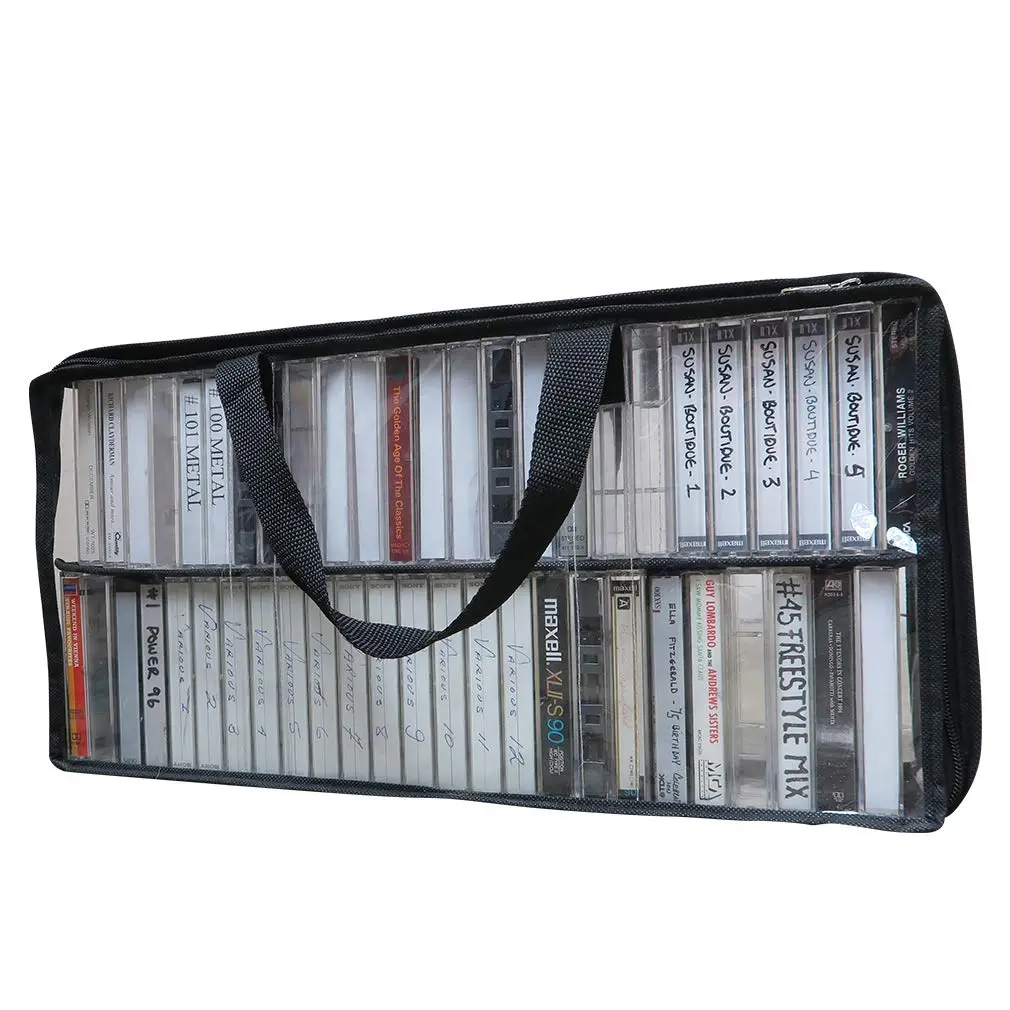 Evelots Cassette Tape Storage Bag Organizer with Handles - Holds 50 Tapes - 43.18 cm (17.5 inches) L x 8.89 cm (3.5 inches) W x 22.86 cm (9 inches) H - view 5