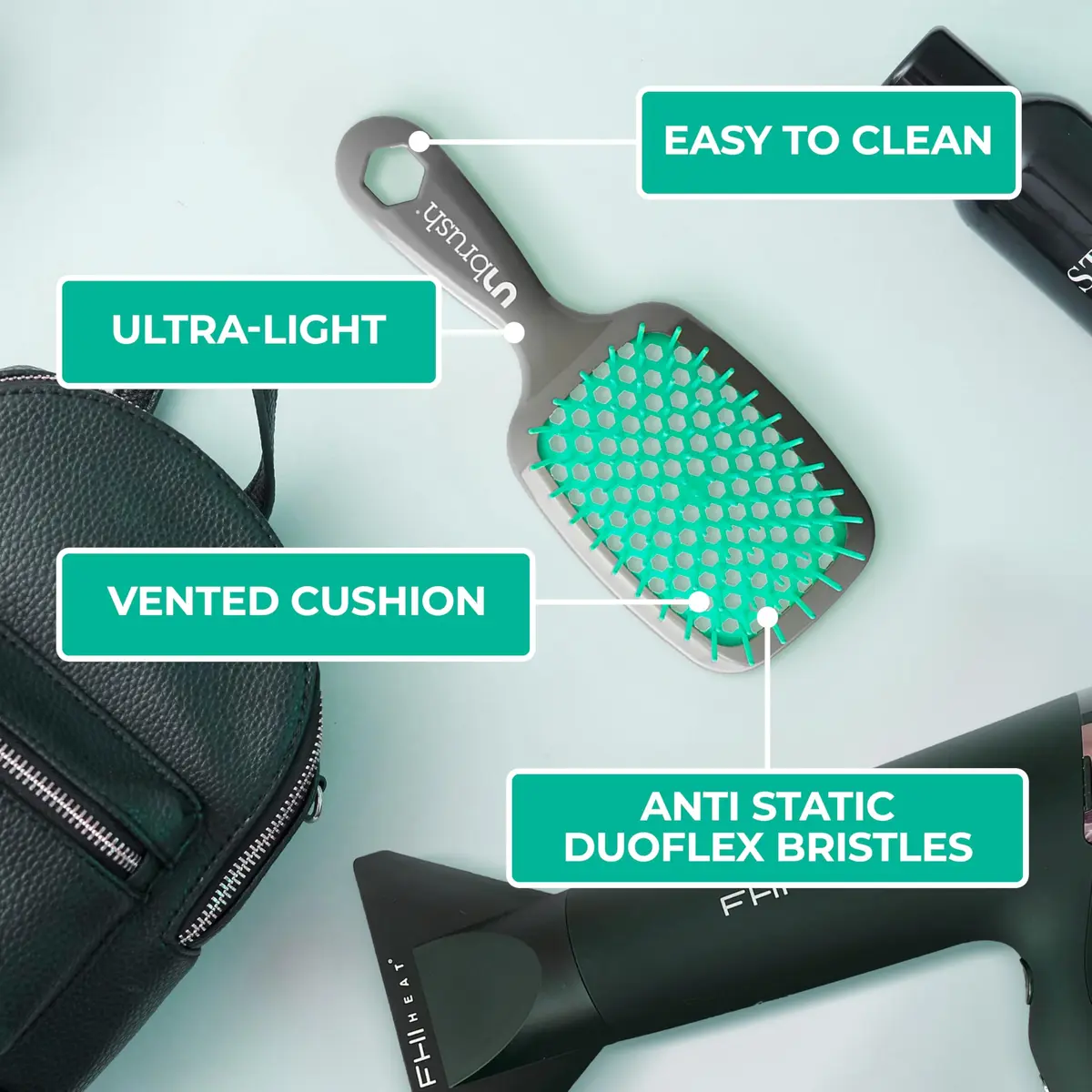 FHI Heat UNbrush Detangling Brush for Wet & Dry Hair | Anti-Static, Vented Cushion, Lightweight - view 5