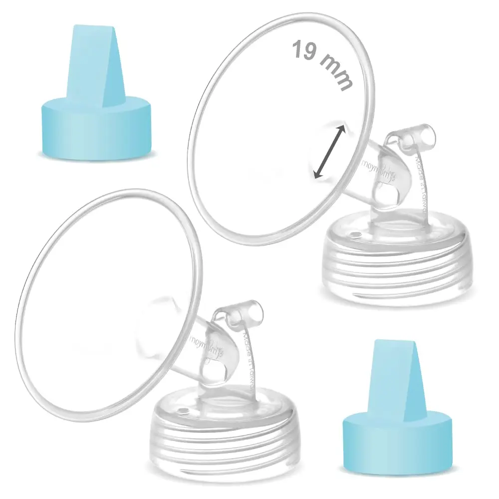 Maymom Wide Mouth Flange 19mm Blue Valve Compatible with Spectra & Ameda Pumps | BPA-Free, 2 Count - main product image