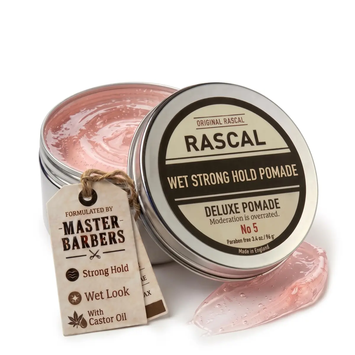 Rascal Men's Grooming Original Pomade #5 3.4 Ounce | High Shine & Strong Hold Wet Look for All Hair Types - main product image