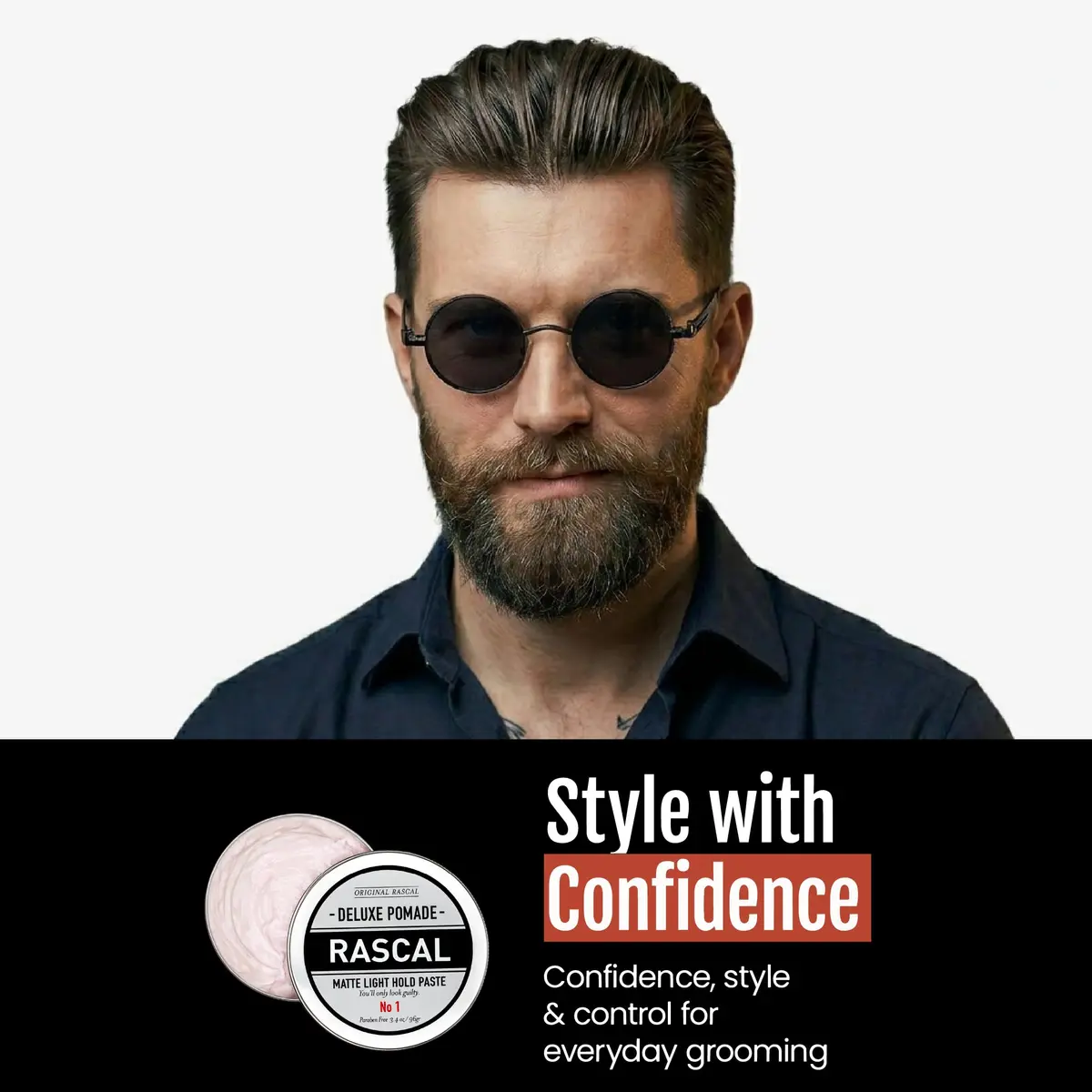 Rascal Men's Grooming Original Deluxe Pomade 3.4 oz | Matte Hair Paste with Light Hold for All Hair Types - view 7