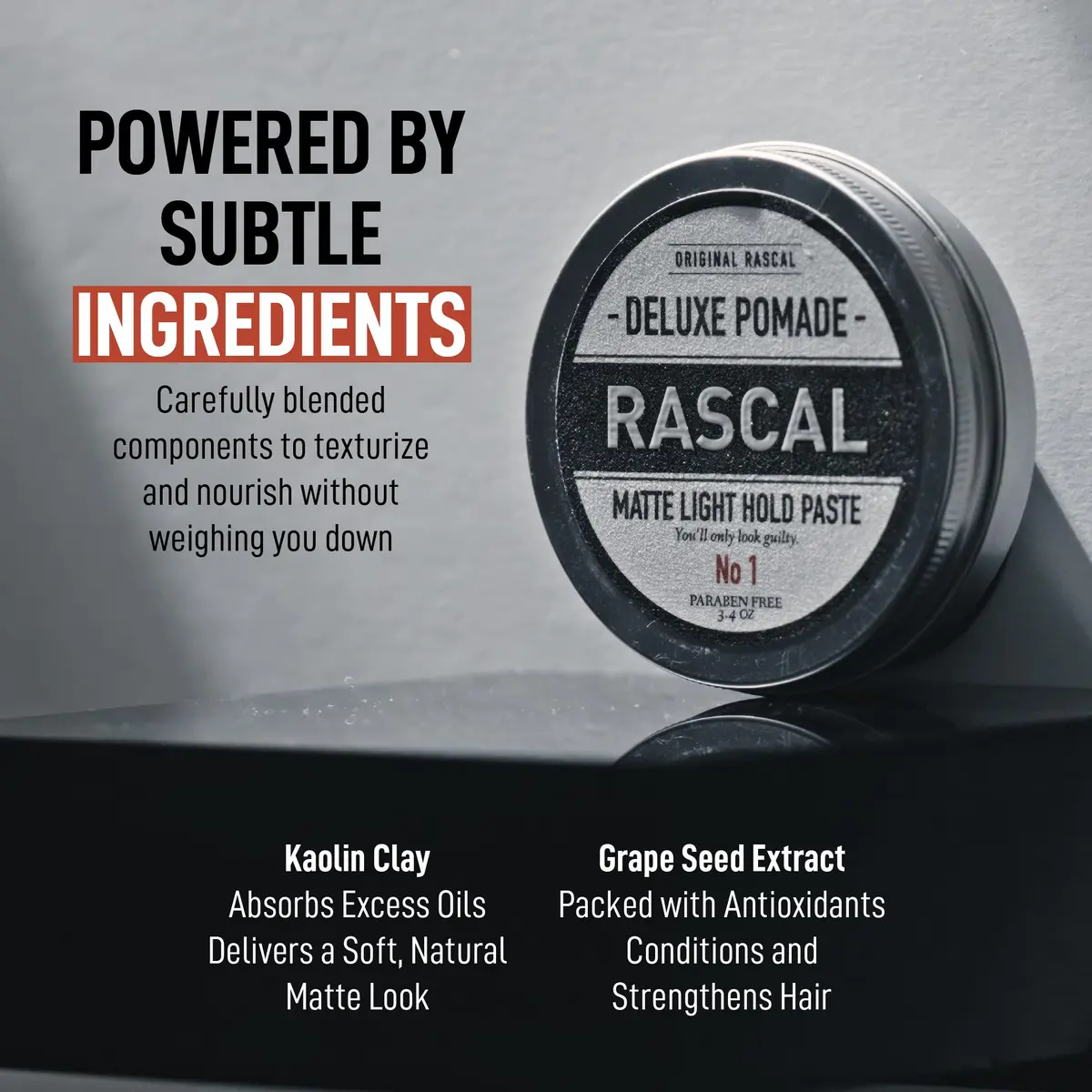 Rascal Men's Grooming Original Deluxe Pomade 3.4 oz | Matte Hair Paste with Light Hold for All Hair Types - view 4