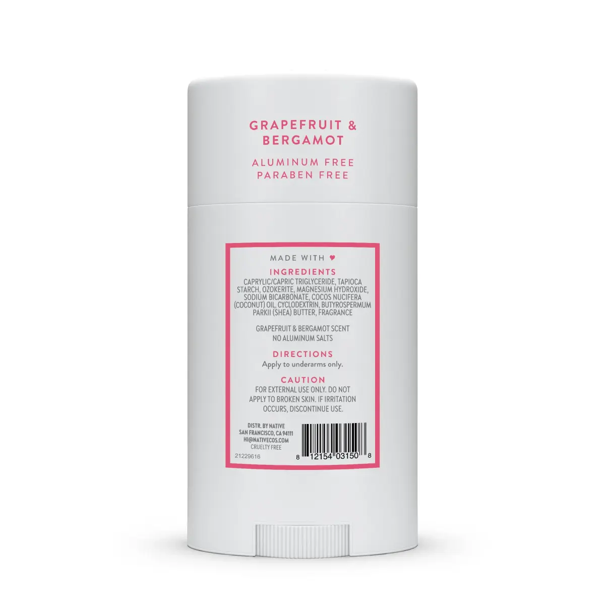 Native Grapefruit & Bergamot Natural Deodorant Stick 77g (2.65oz) | 72-Hour Odor Protection - view 9