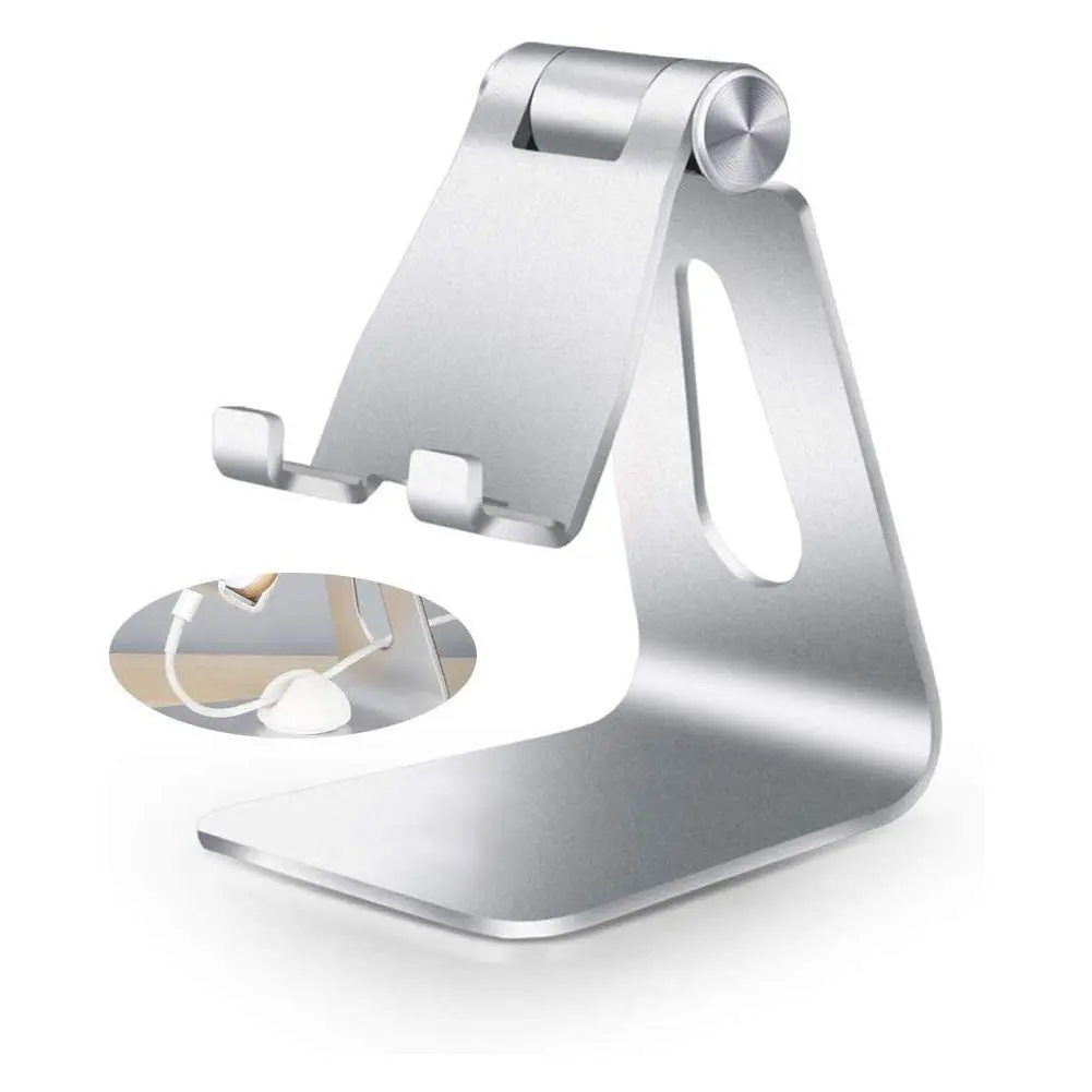 Emoly Portable Electronic Device Stand Silver | Adjustable, Heavy-Duty Aluminum, Universal Compatibility - main product image