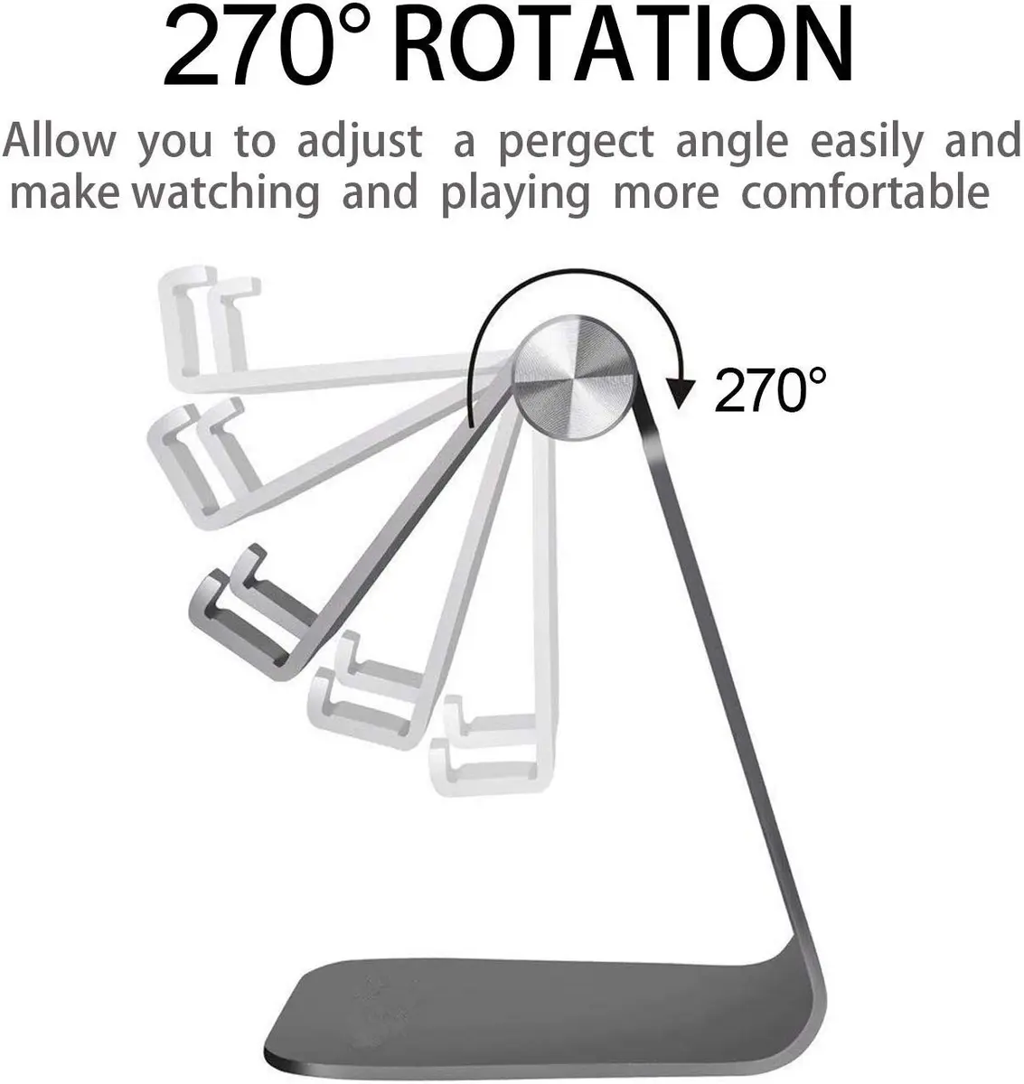 Emoly Portable Electronic Device Stand Silver | Adjustable, Heavy-Duty Aluminum, Universal Compatibility - view 2