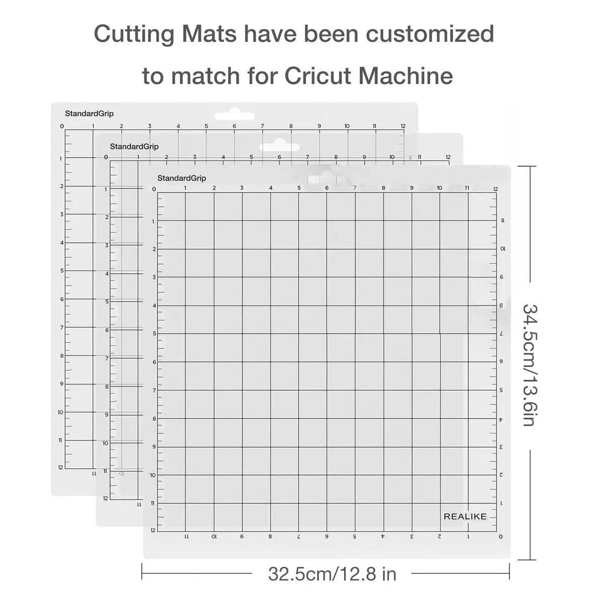 REALIKE 12x12 inch StandardGrip Cutting Mats (3 Pack) | Gridded Adhesive Non-Slip for Silhouette Cameo Craft Sewing - view 4