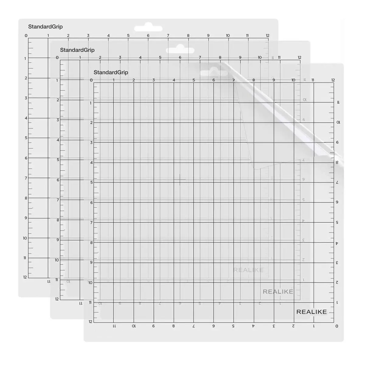 REALIKE 12x12 inch StandardGrip Cutting Mats (3 Pack) | Gridded Adhesive Non-Slip for Silhouette Cameo Craft Sewing - main product image