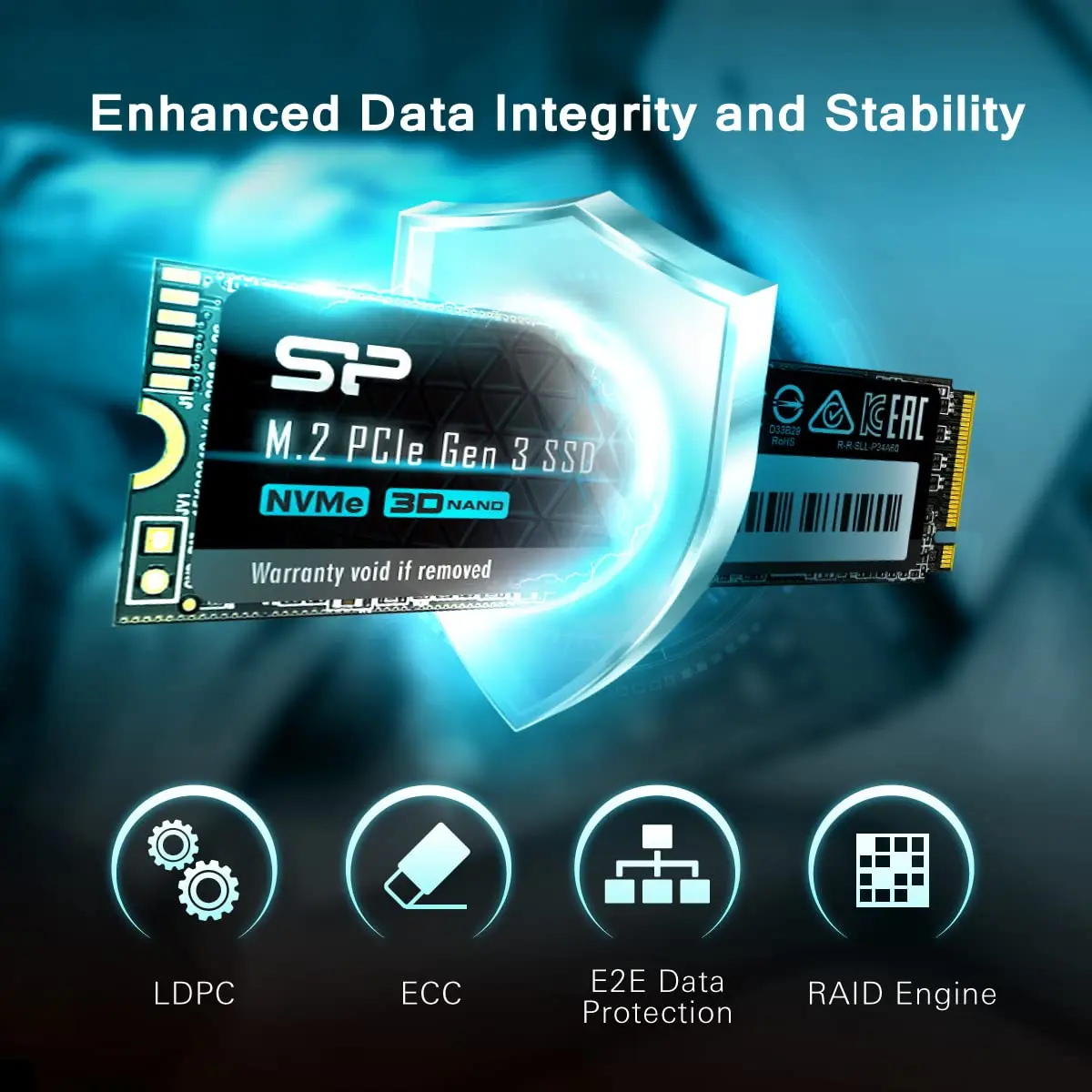 SP Silicon Power 1TB NVMe M.2 PCIe Gen3x4 SSD | PCIe 3.0 x4, 2200MB/s Read, 1600MB/s Write, M.2 2280, TLC NAND, 600 TBW - view 6
