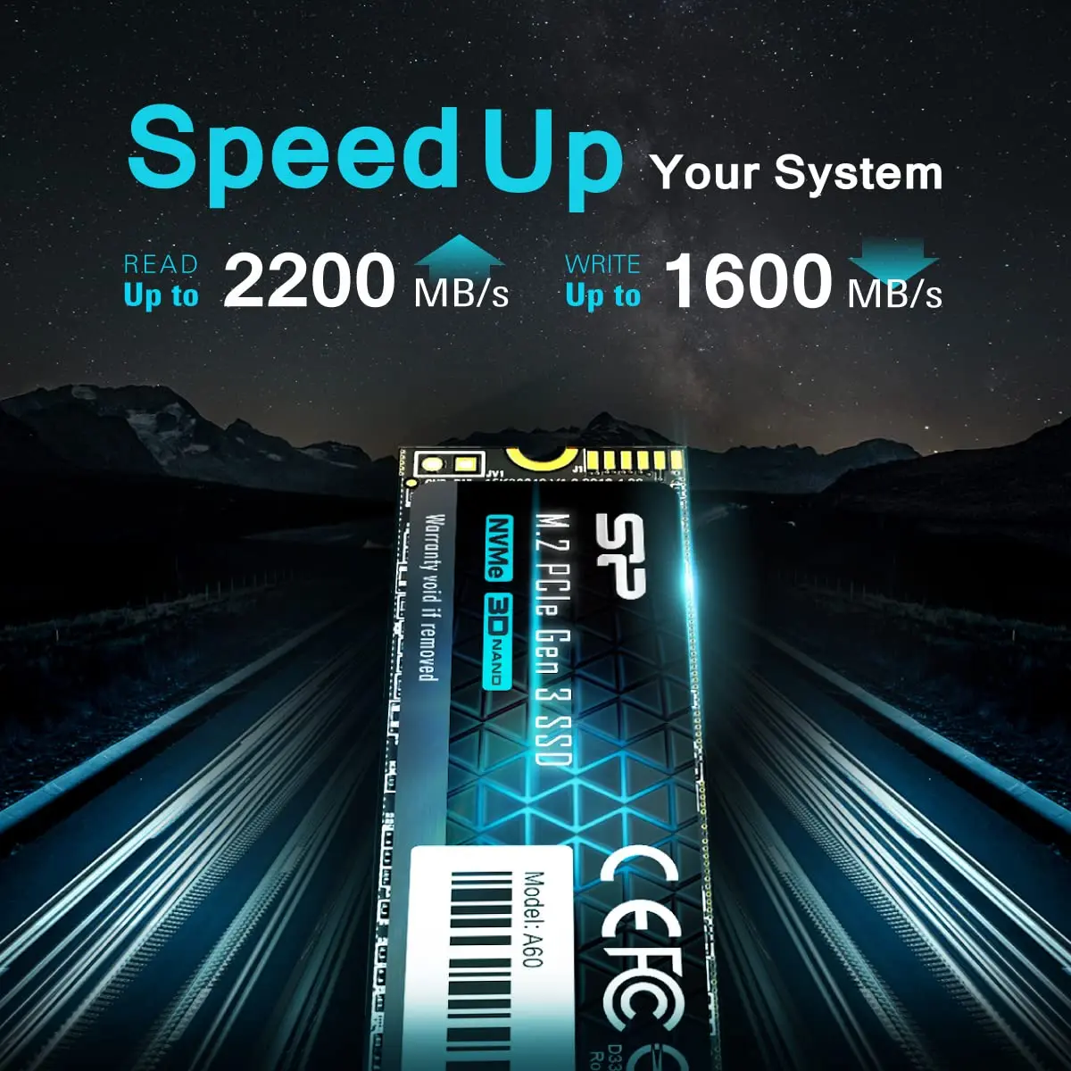 SP Silicon Power 1TB NVMe M.2 PCIe Gen3x4 SSD | PCIe 3.0 x4, 2200MB/s Read, 1600MB/s Write, M.2 2280, TLC NAND, 600 TBW - view 2