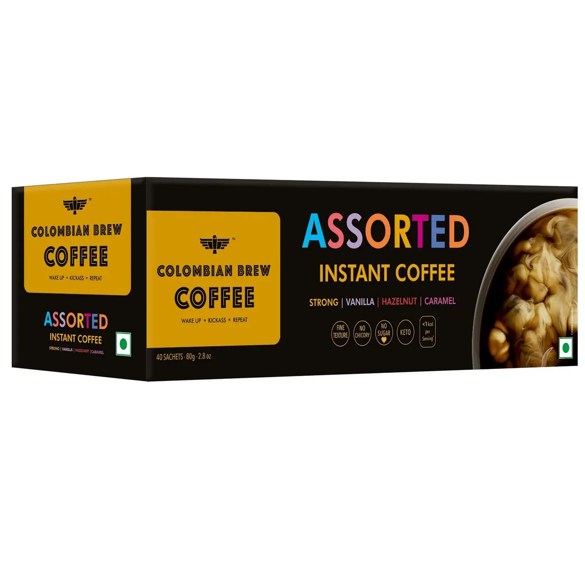 Colombian Brew Assorted Instant Coffee Powder Box (80g) | Strong, Vanilla, Hazelnut, Caramel, Gift Pack - view 5