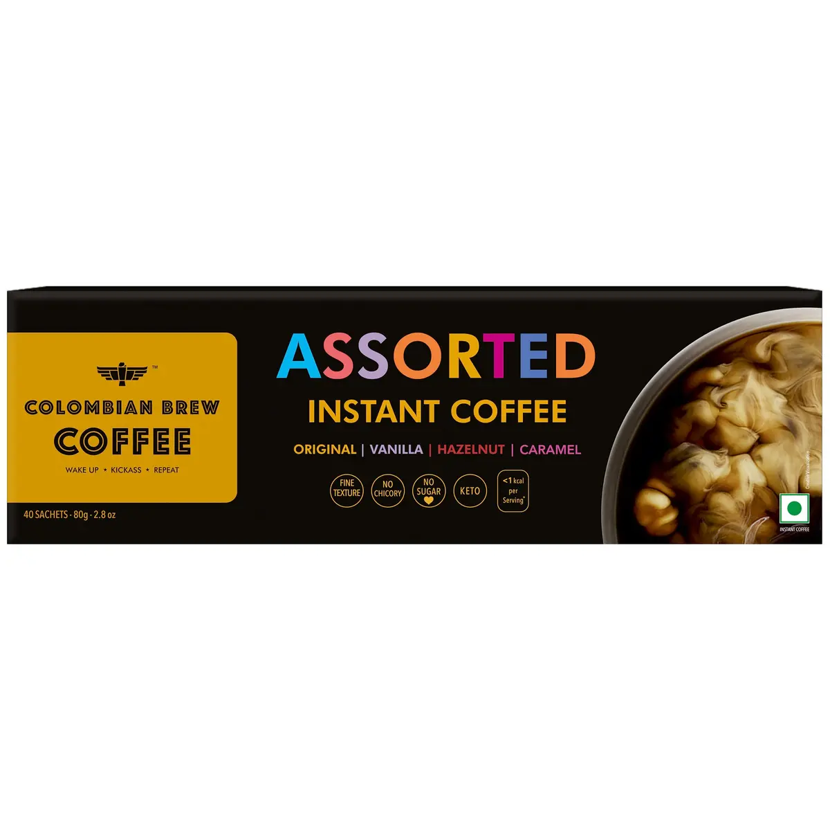 Colombian Brew Assorted Instant Coffee Powder Box (80g) | Strong, Vanilla, Hazelnut, Caramel, Gift Pack - view 6