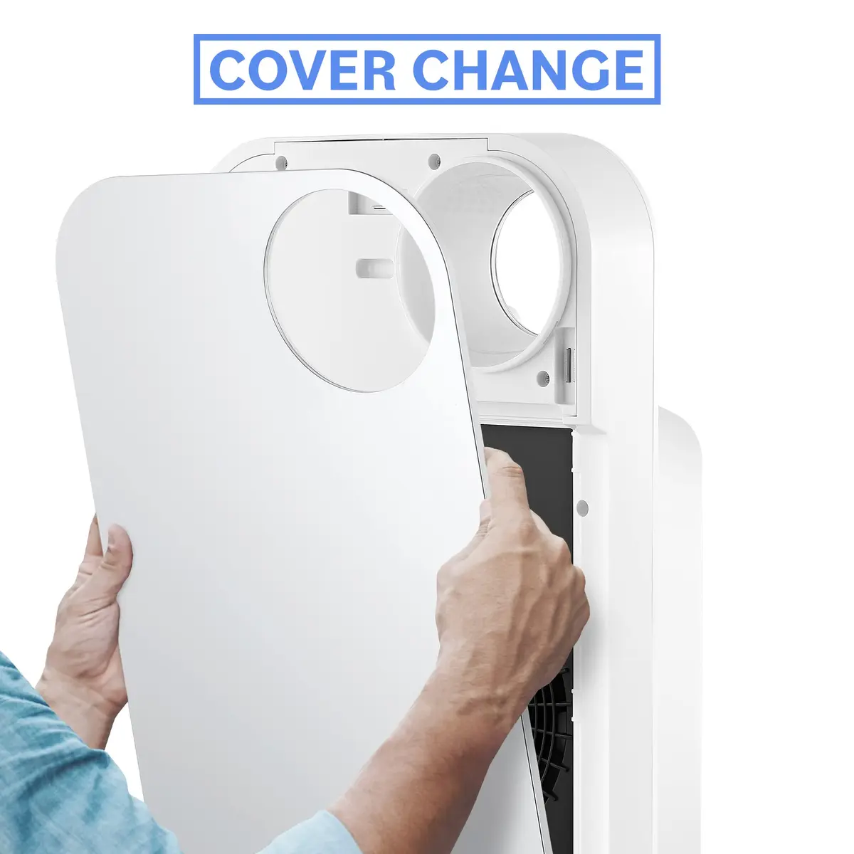 OVAL AIR AIR1000B-COVER Custom Air Purifier Face Cover 24.4" x 13.7" x 1.38" | Modern Satin Silver - view 2