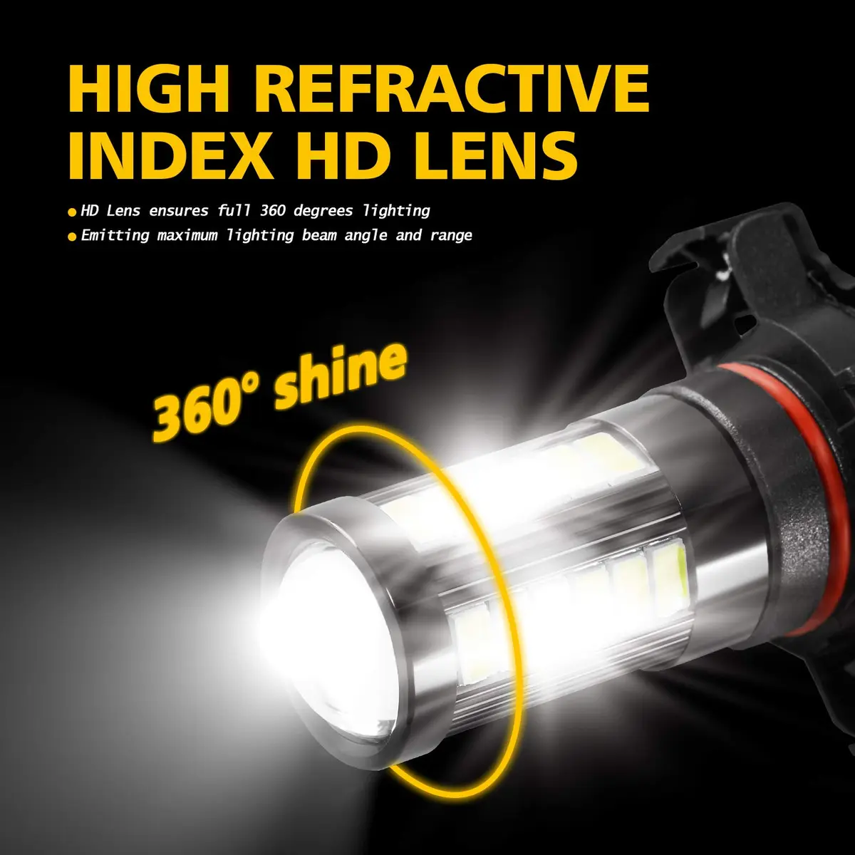 AUXLIGHT 5202 5201 12085 9009 H16 LED Fog Light Bulbs 6000K Xenon White | Super Bright 2800 Lumens, Pack of 2 - view 5