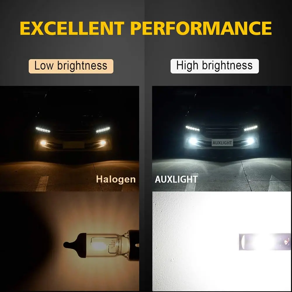 AUXLIGHT 5202 5201 12085 9009 H16 LED Fog Light Bulbs 6000K Xenon White | Super Bright 2800 Lumens, Pack of 2 - view 3