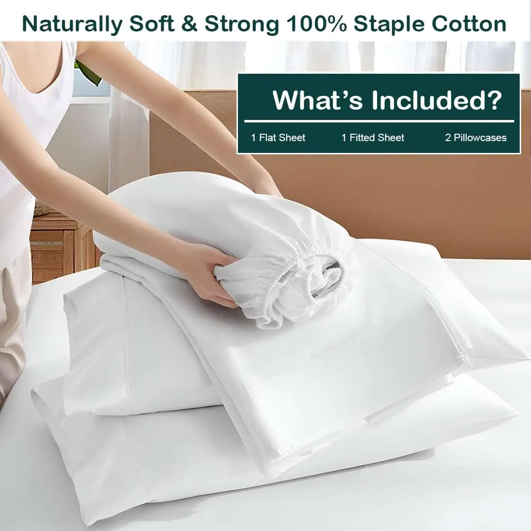 NON Sticky cotton Egyptian Cotton Queen Sheet Set | Hotel Quality Breathable Bedding (70-120 chars) - view 3