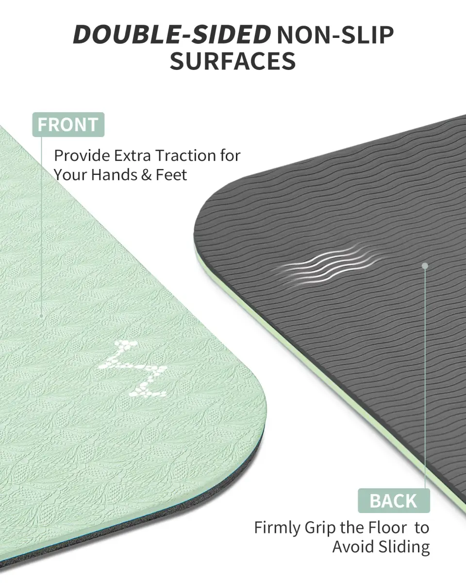 CAMBIVO Extra Wide Yoga Mat 183cm x 122cm (6'x 4') | Non-Slip TPE Cushioning for Joint Relief - view 4