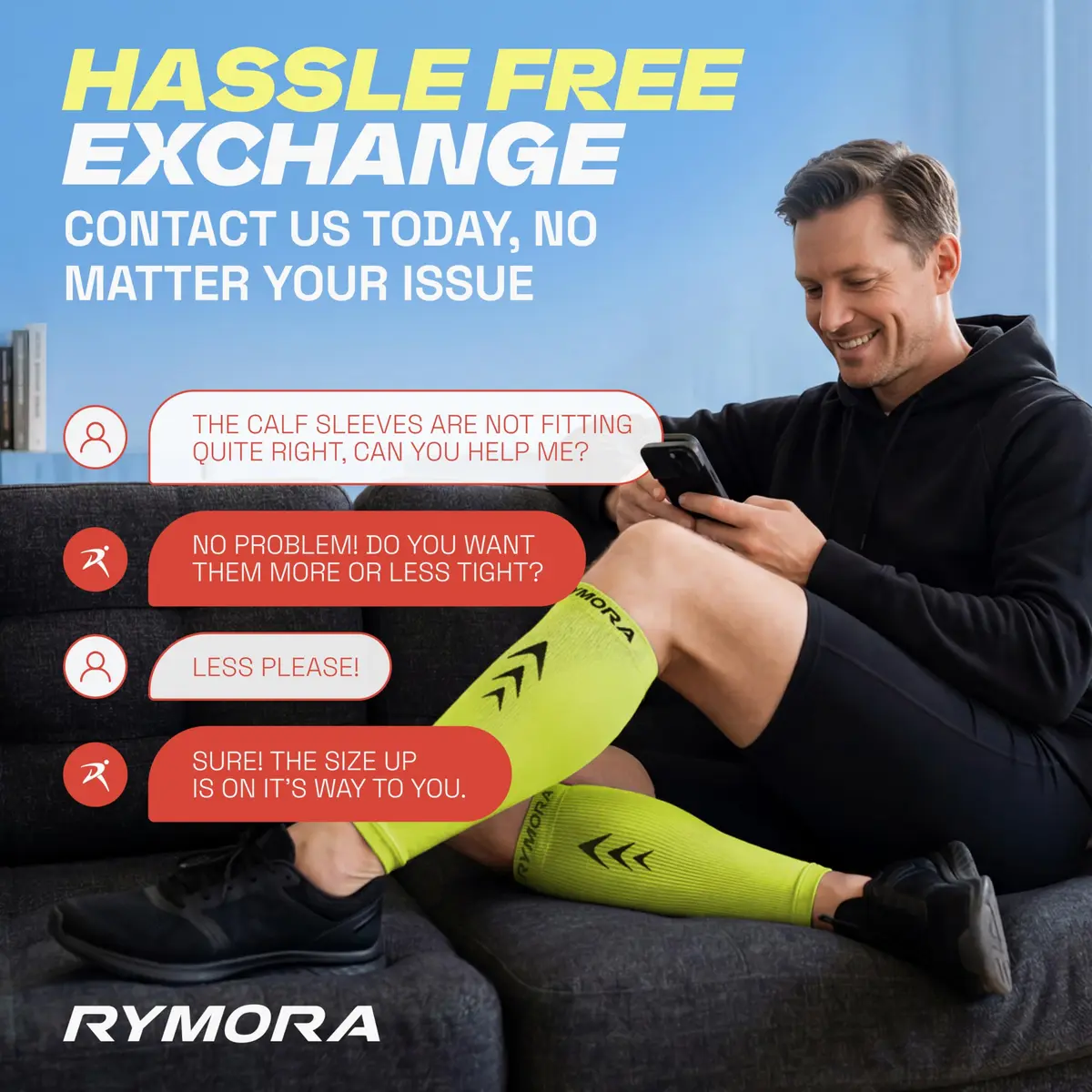 Rymora Calf Compression Sleeves for Men & Women (Pair) Neon Yellow XL | Graduated Support for Shin Splints & Active Recovery - view 9