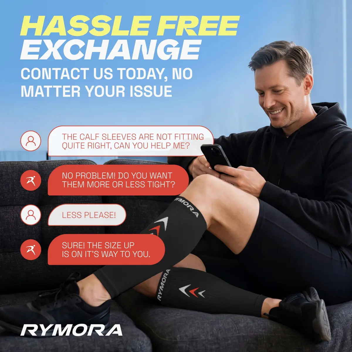 Rymora Calf Compression Sleeves Pair Black Medium | Graduated Support for Shin Splints & Recovery - view 9