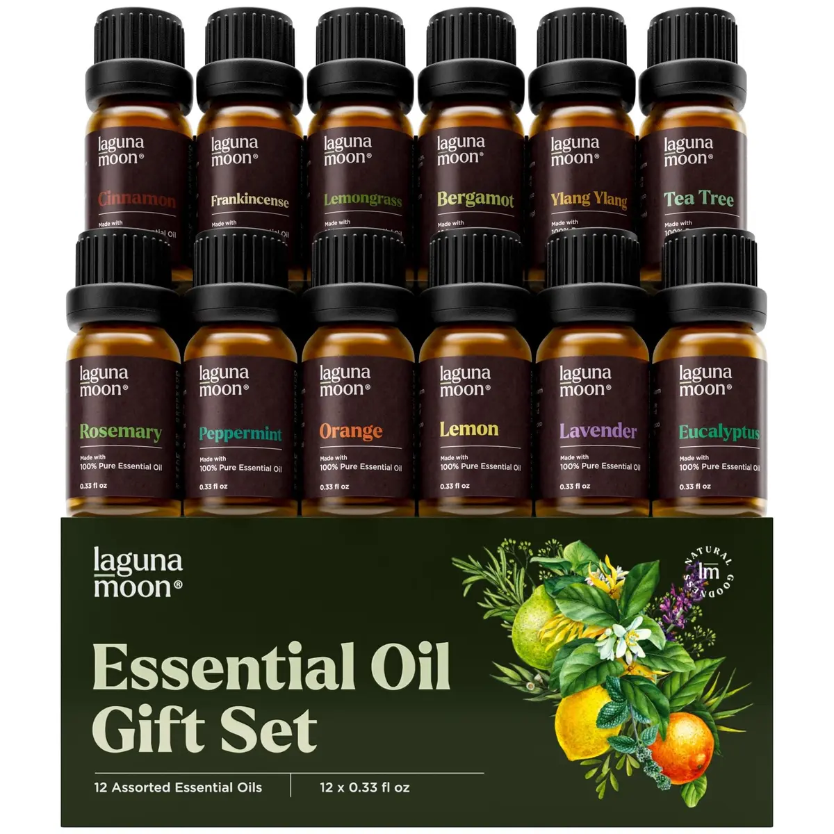 Lagunamoon Essential Oils Set - 12 Piece Premium Grade | Aromatherapy & Diffuser Oils for Home & Car - main product image