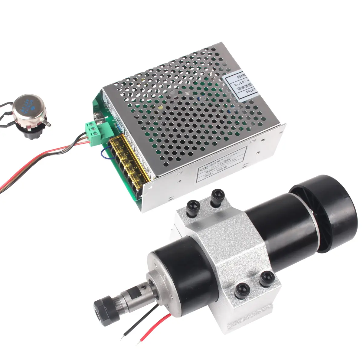 RATTMMOTOR 500W CNC Air Cooled Spindle Motor ER11 12000RPM with AC110-220V Speed Controller & 52mm Clamp | 500W 12000RPM - main product image