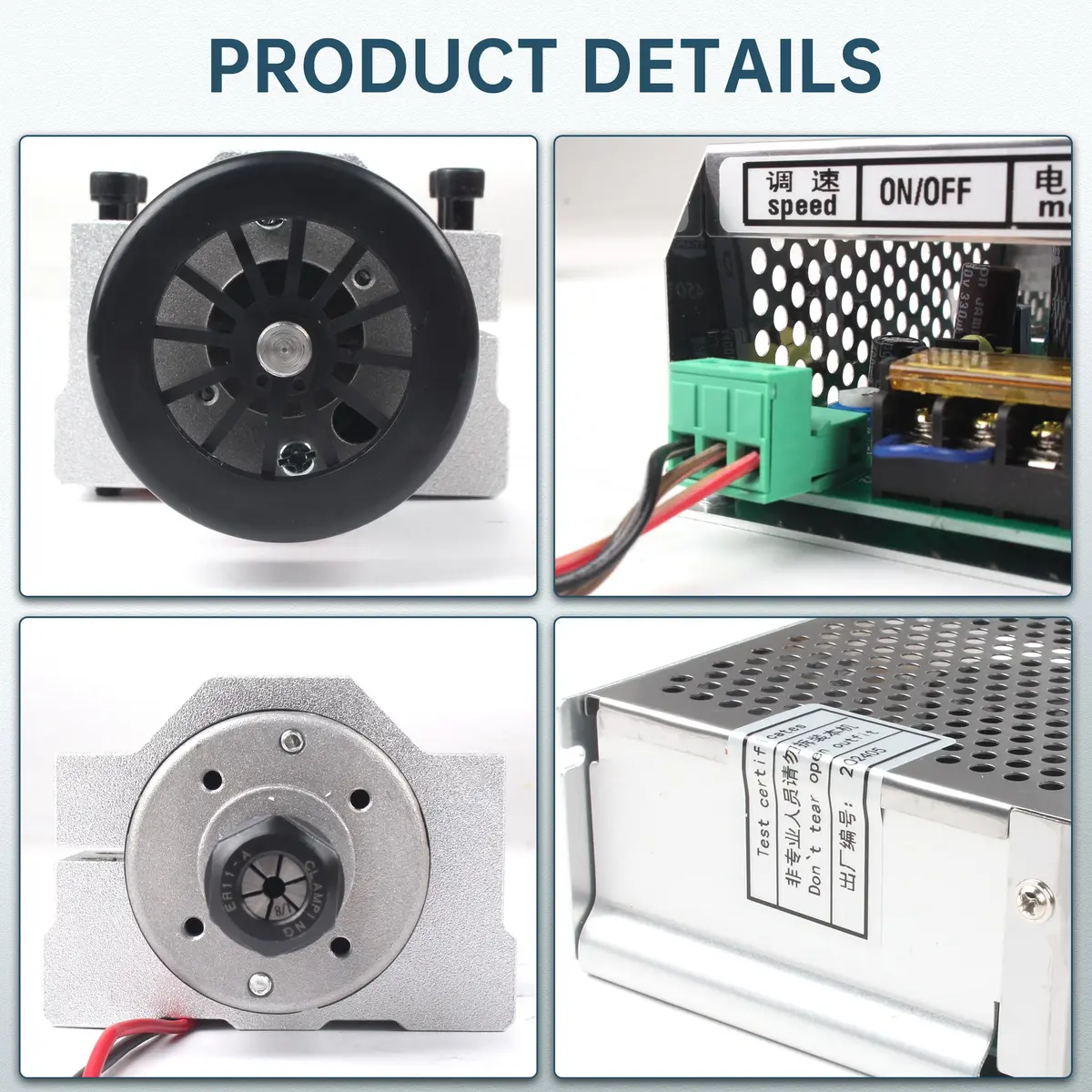 RATTMMOTOR 500W CNC Air Cooled Spindle Motor ER11 12000RPM with AC110-220V Speed Controller & 52mm Clamp | 500W 12000RPM - view 6