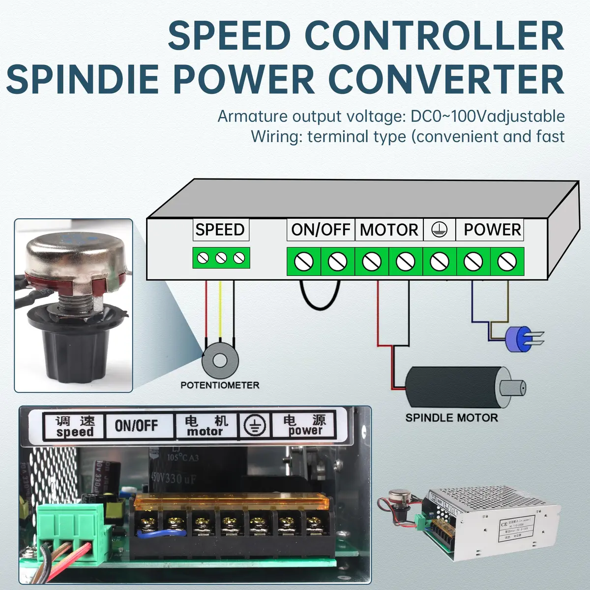 RATTMMOTOR 500W CNC Air Cooled Spindle Motor ER11 12000RPM with AC110-220V Speed Controller & 52mm Clamp | 500W 12000RPM - view 4