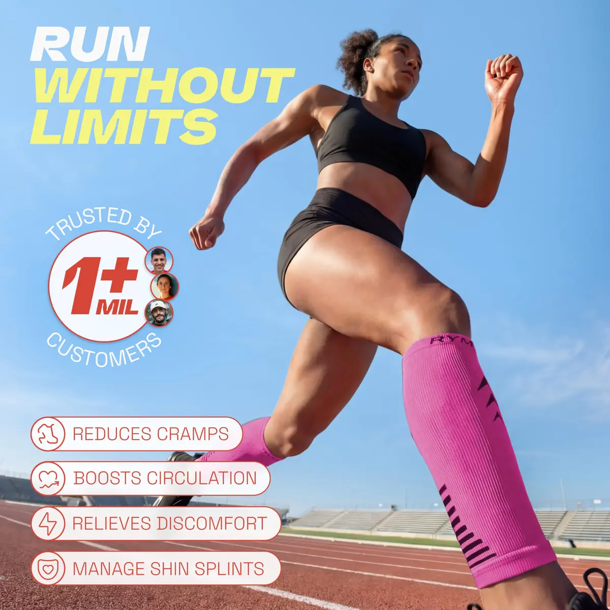 Rymora Calf Compression Sleeves for Women & Men (Pair) Hot Pink XL | Graduated Support for Shin Splints & Recovery - view 2