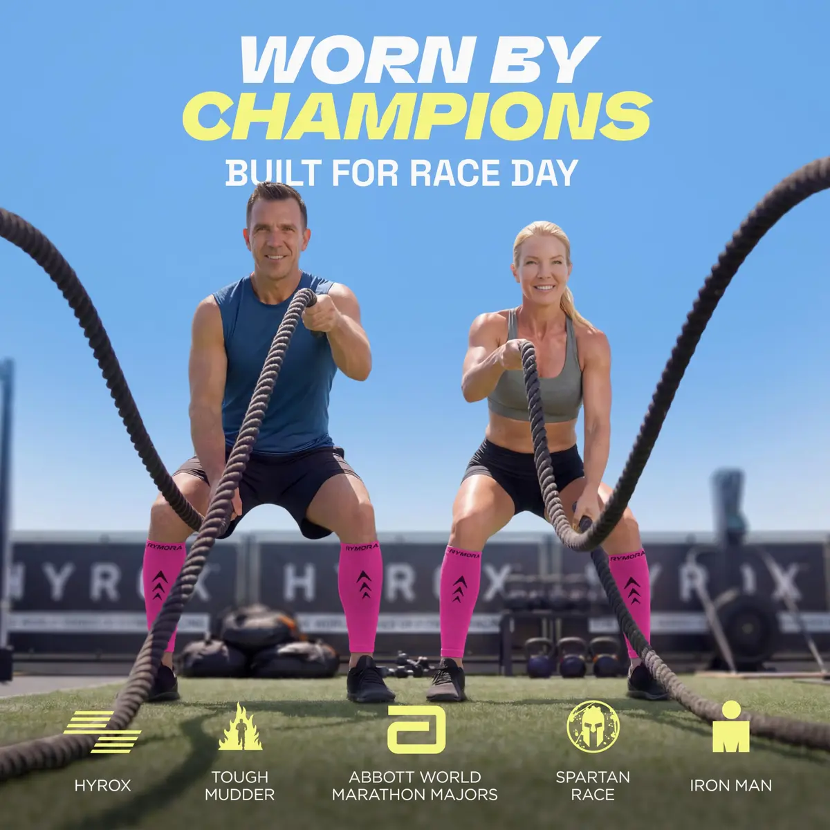 Rymora Calf Compression Sleeves for Women & Men (Pair) Hot Pink XL | Graduated Support for Shin Splints & Recovery - view 3